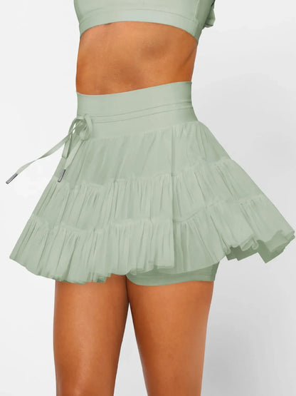 Ruched Mini Skort with Pockets