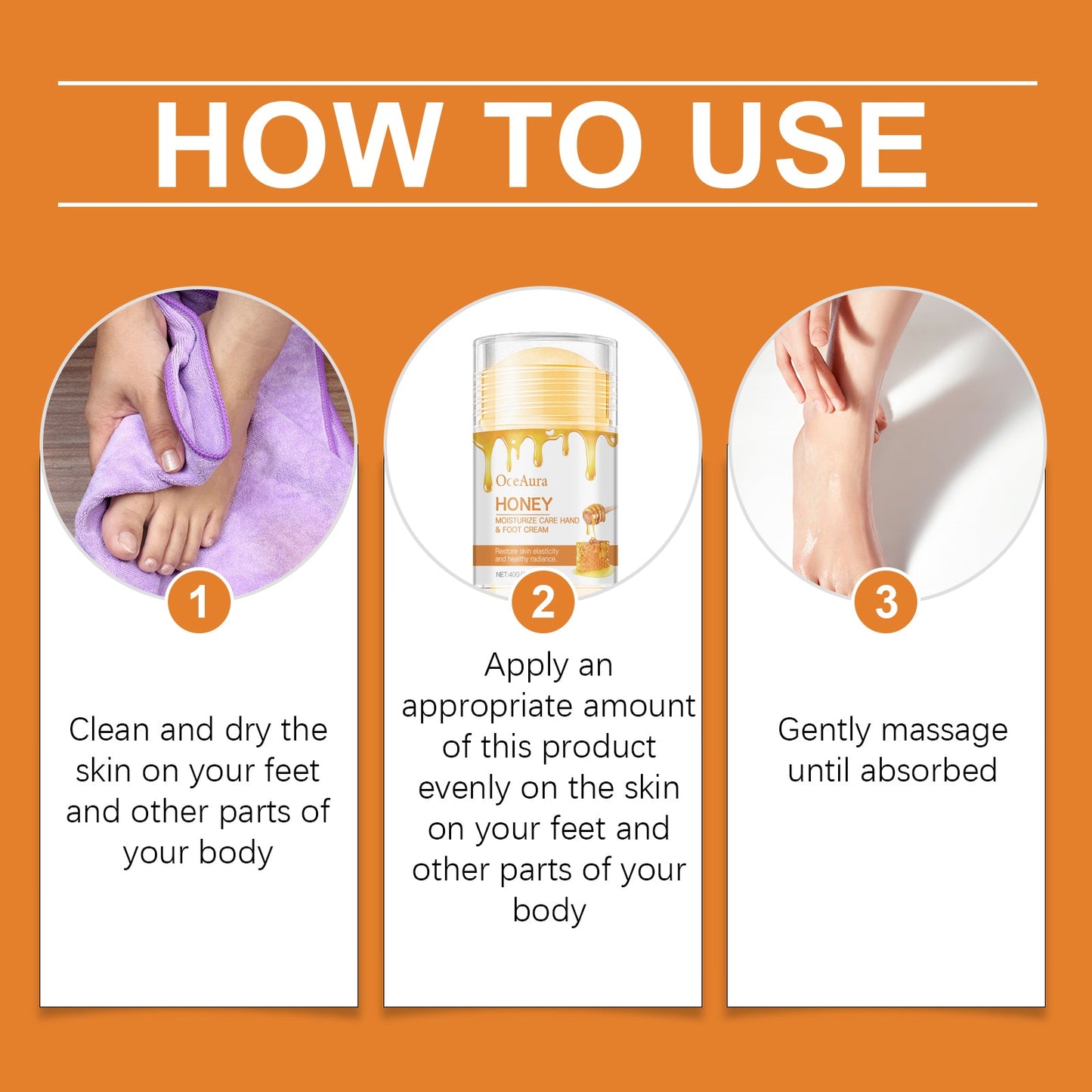 OceAura Honey Foot Moisturizing Anti-Crack Cream, Foot Moisturizing Repair Heel Body Skin Care Cream