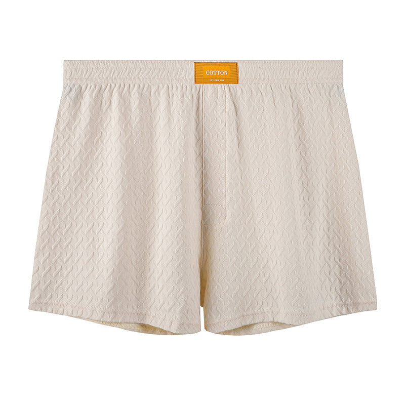 Mens Solid-color Mid-rise Textured Soft Boxer Briefs