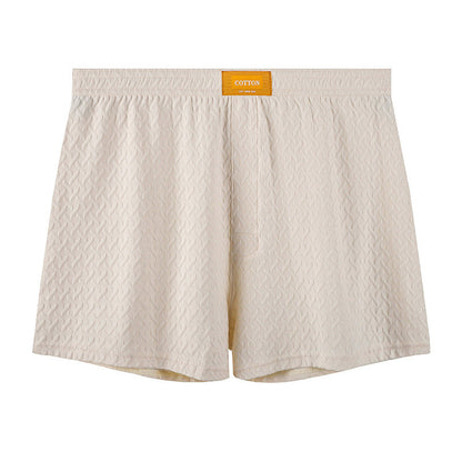 Mens Solid-color Mid-rise Textured Soft Boxer Briefs