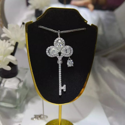 3.5 Carat Moissanite 925 Sterling Silver Key Necklace
