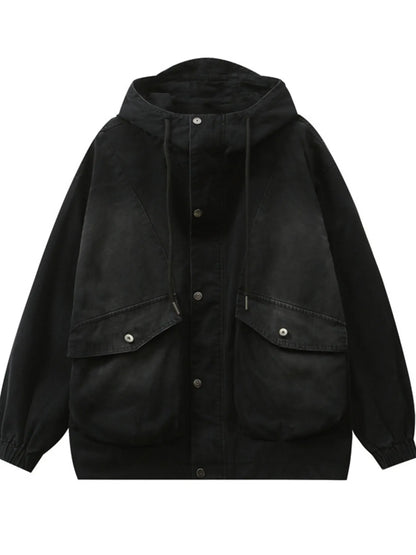 Men's Plus Size Drawstring Long Sleeve Jacket