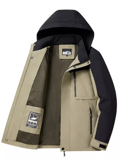 Men's Plus Size Two-Tone Hooded Outdoor Jacket