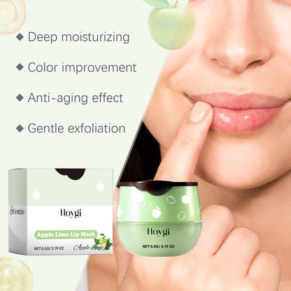 Hoygi Green Apple Lip Mask, Moisturizing And Moisturizing Lips, Reducing Lip Lines, Preventing Dry Cracks, Removing Dead Skin And Moisturizing Care Lip Mask