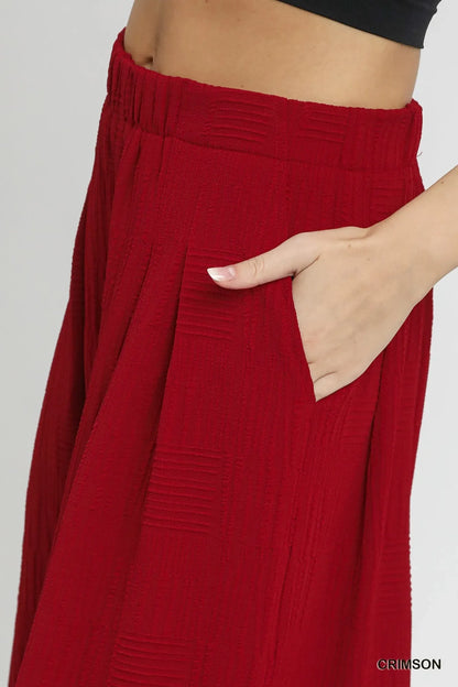 Umgee Elastic Waist Wide Leg Pants