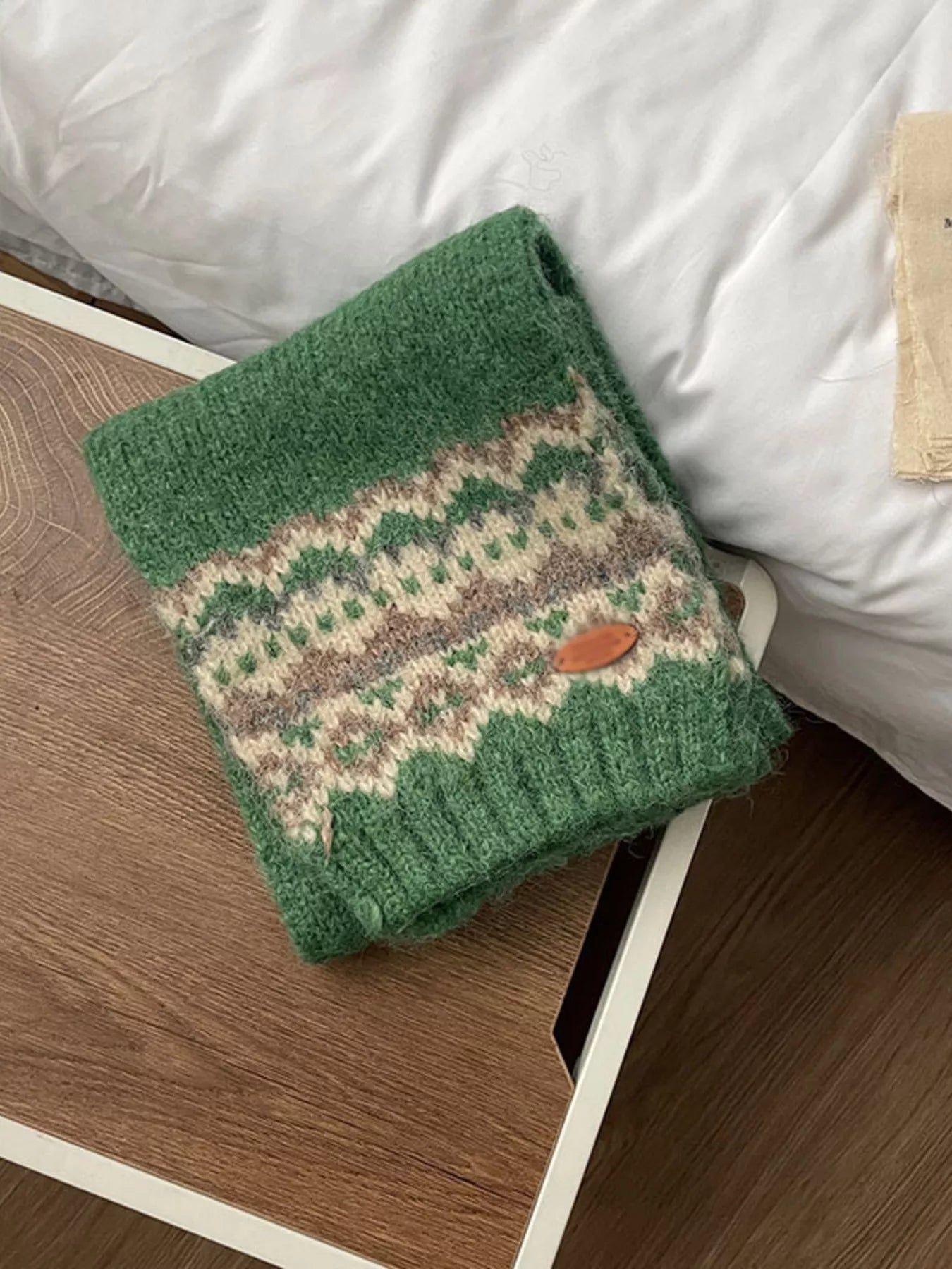 Nordic Pattern Knitted Winter Scarf