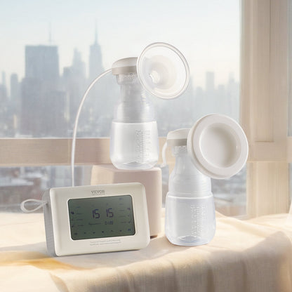 VEVOR Breast Pump, Single Double Adjustable Electric Breast Pumps, 4 Modes Reciprocating Piston Pumps, 4000mAH Anti-Backflow BreastfeedingPump With 300mmHg High Suction,