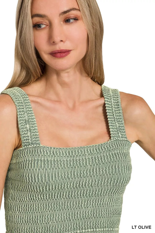 Zenana Seamless Winkle Stone Washed Bra Top
