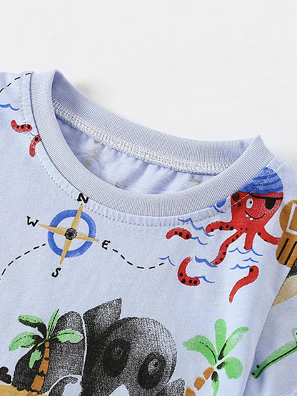 Children's Pirate Adventure Print Short Sleeve T-Shirt