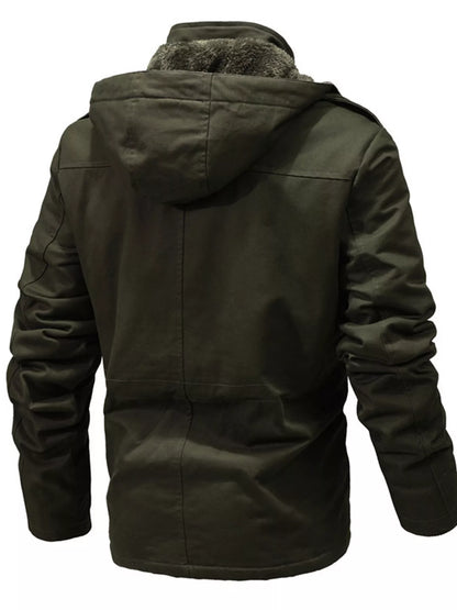 Men's Full Size Zip Up Multiple Pockets Jacket Plus Size