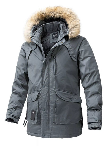 Men's Plus Size Fur Hooded Winter Parka Coat