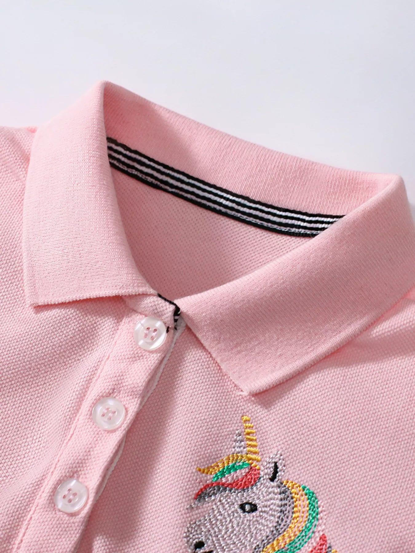 Children's Unicorn Embroidered Polo Collar Dress