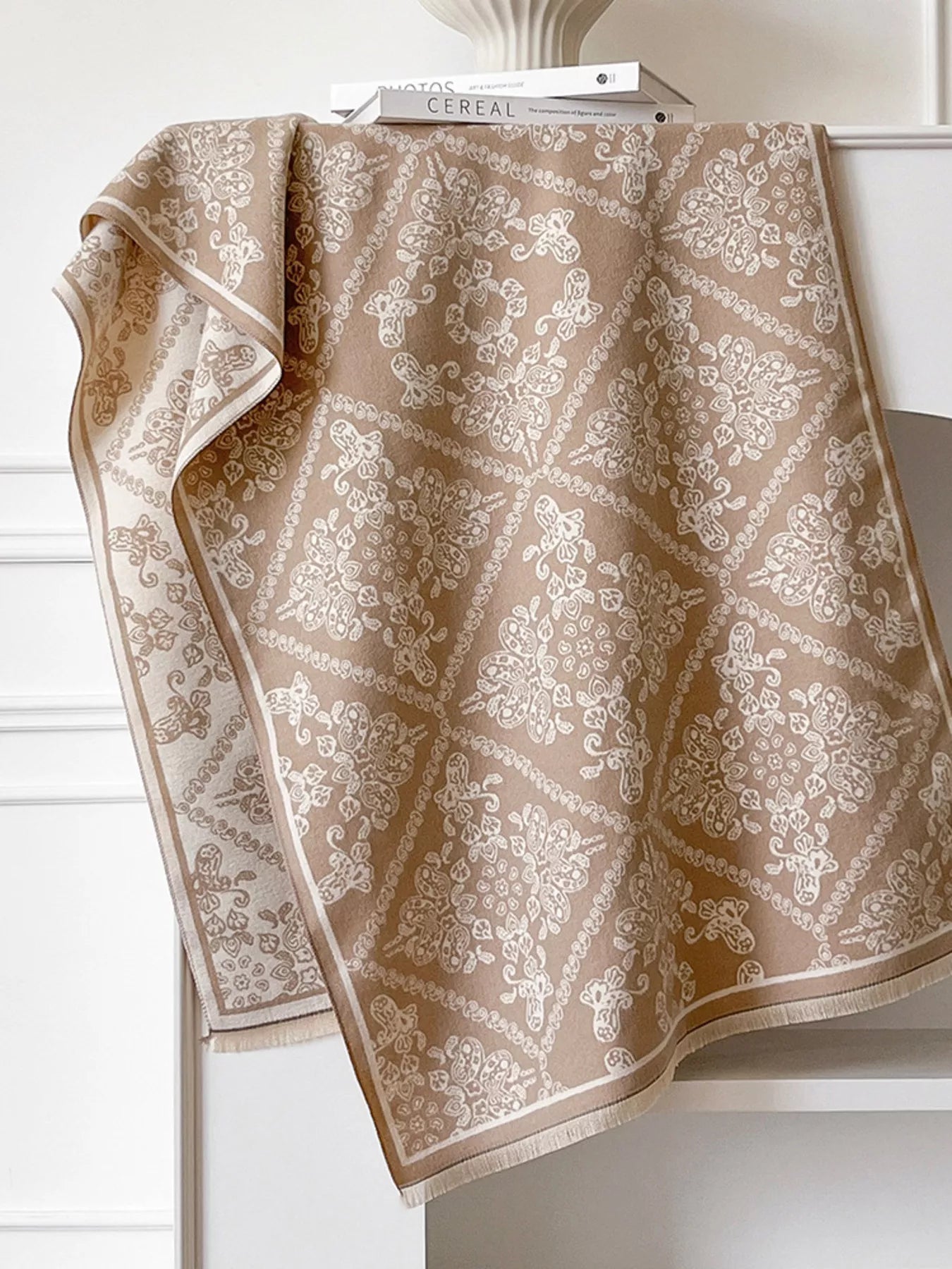 Raw Hem Knitted Scarf