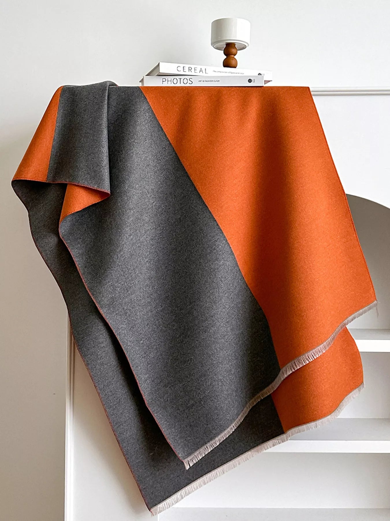 Two-Tone Raw Hem Scarf