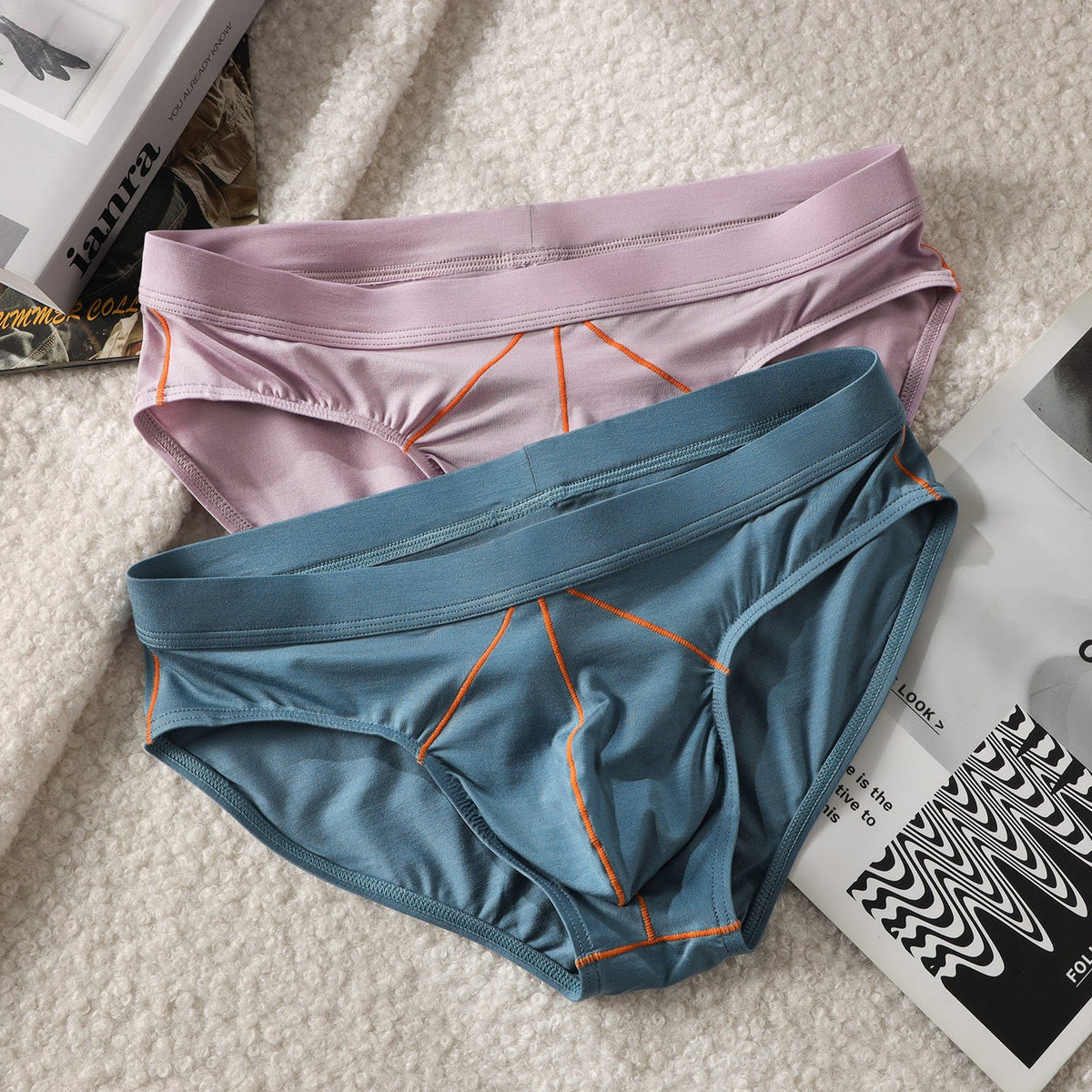 Mens Sexy Low-rise Solid-color Briefs
