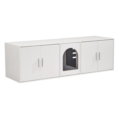 VEVOR Cat Litter Box Enclosure Wooden Litter Box Furniture Hidden  White