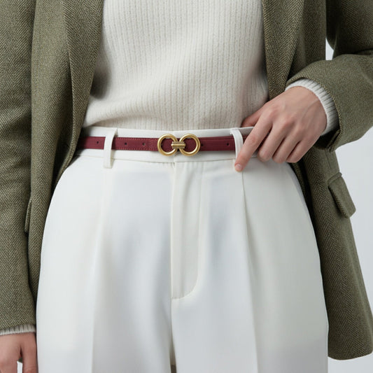 Golden Double Circle Buckle Belt