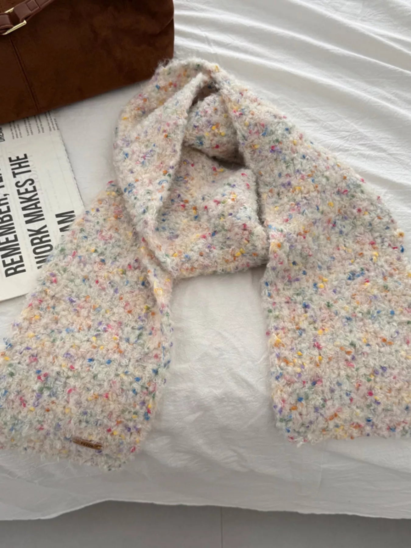 Cozy Knitted Multicolor Speckled Scarf