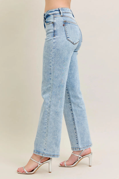 Judy Blue Full Size High Waist Stone Wash Straight Jeans Plus Size