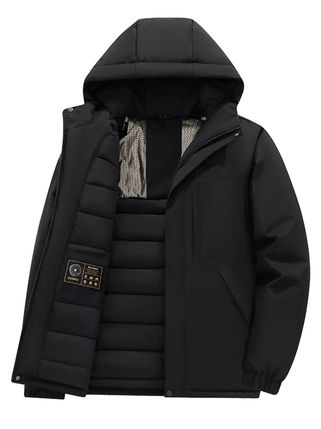 Men's Full Size Zip Up Hooded Winter Coat Plus Size
