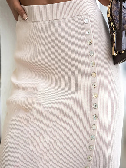 Slit Elastic Waist Skirt