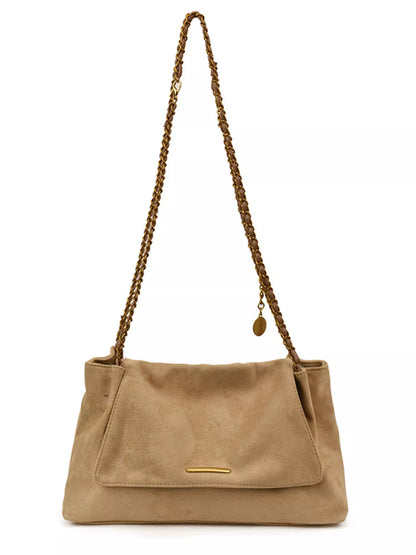 Suede Flap Chain Shoulder Bag