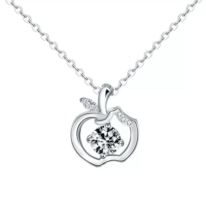 Moissanite 925 Sterling Silver Apple Pendant Necklace