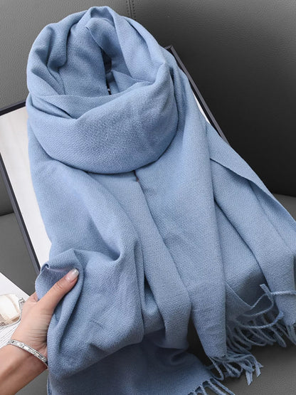 Solid Color Fringe Scarf