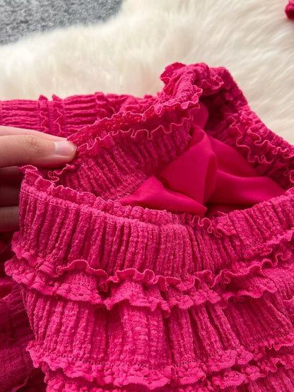 Textured Crop Top and Tiered Skirt Set