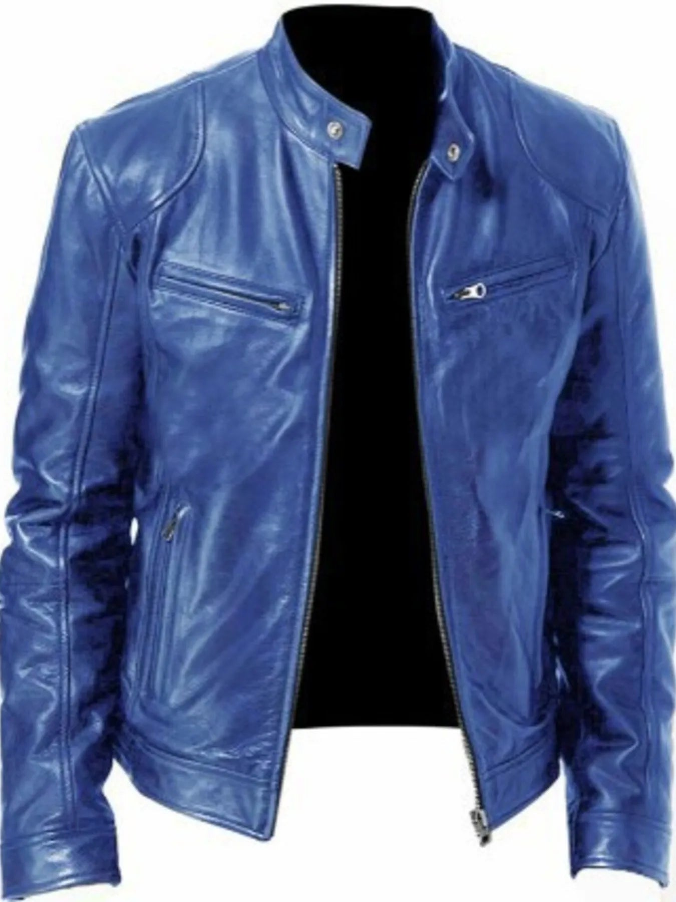 Men's Zip Up Leather Biker Jacket