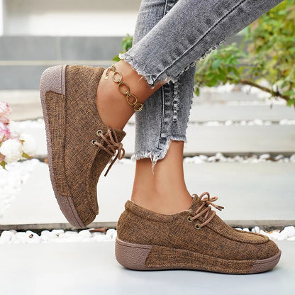 Round Toe  Lace-Up Sneakers