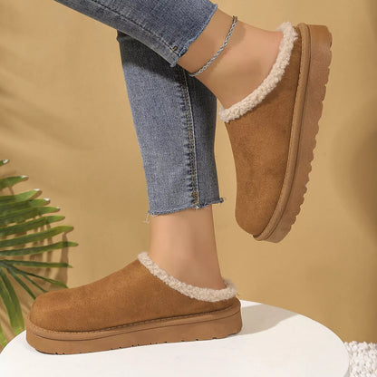 Plush Lined Round Toe Slippers