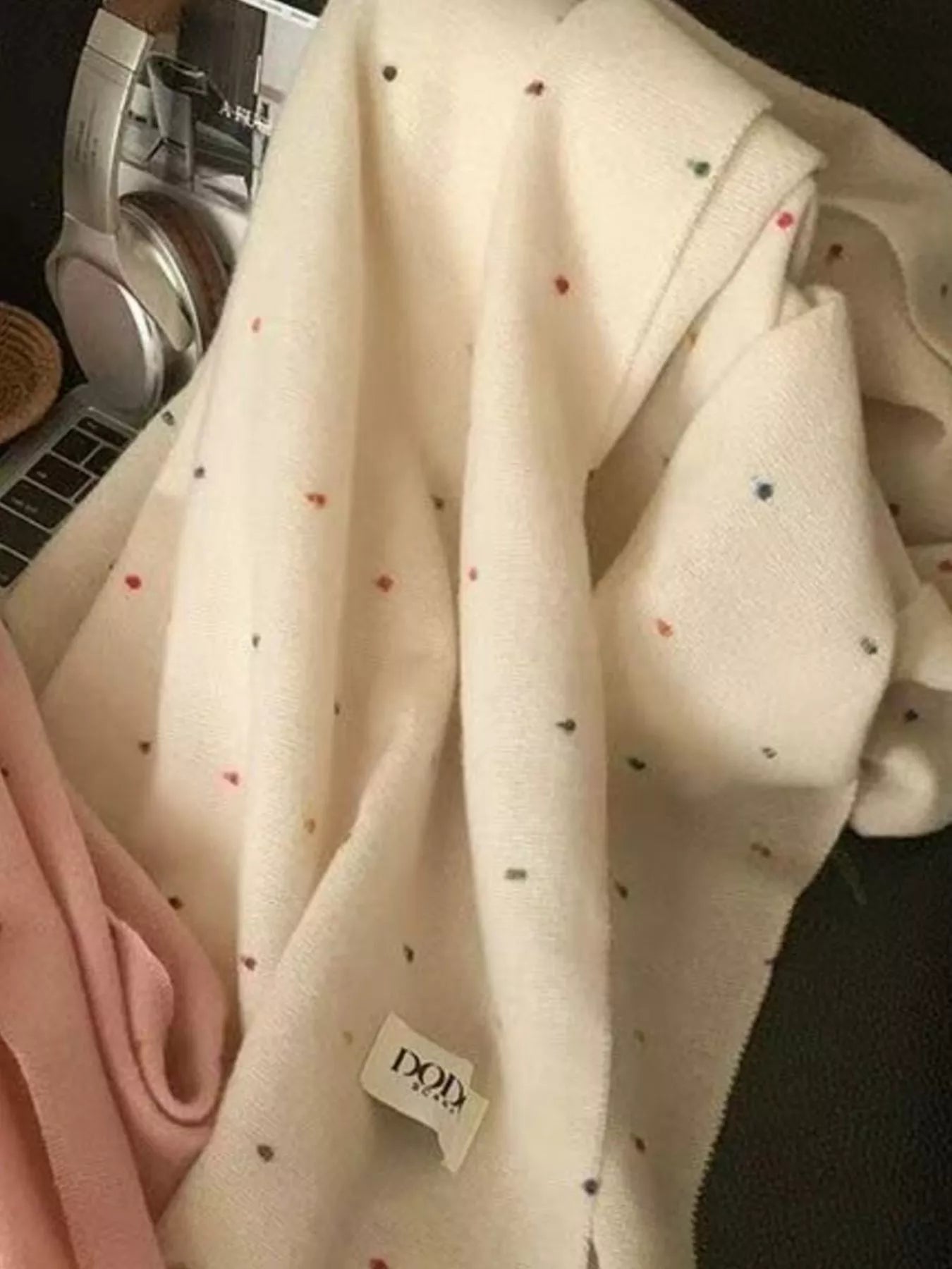 Polka Dot Fringe Scarf
