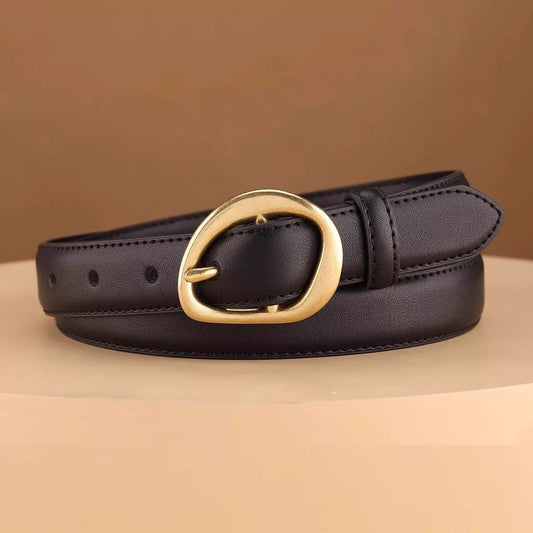 Golden Buckle Leather Belt