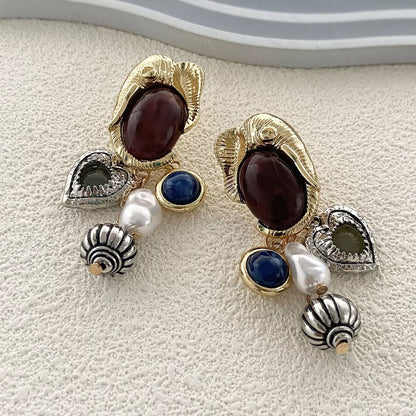 Zinc Alloy Heart Dangle Earrings