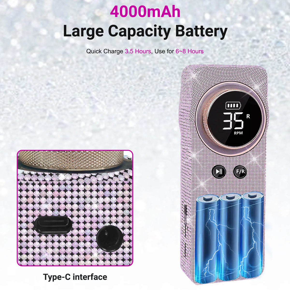 Portable Electric Nail Drill 35000RPM Nails Milling Cutter Wireless Pedicure Grinder Rechargeable Nail Drilling Machine Silver