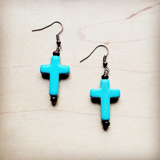 **Blue Turquoise Cross Earrings 220w