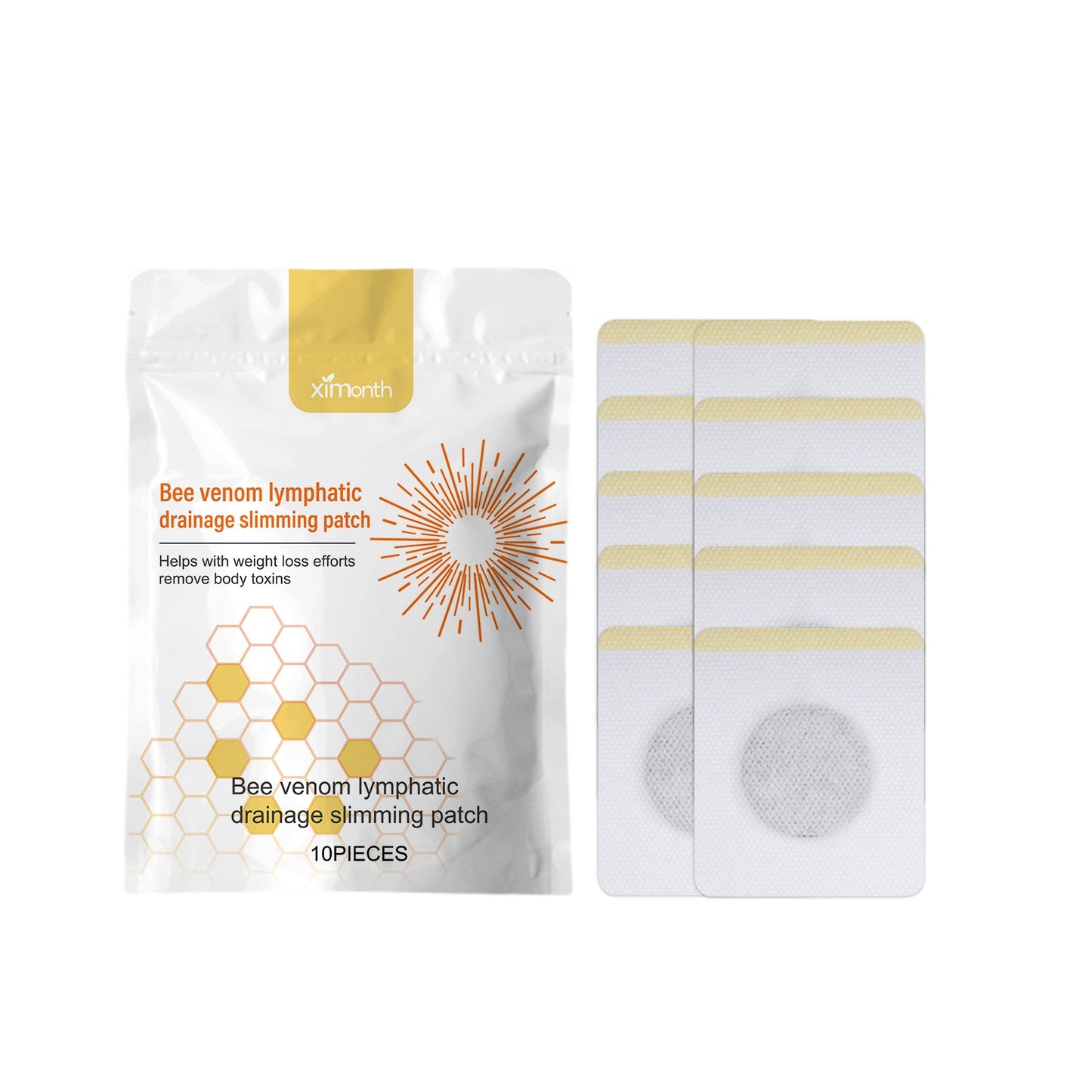 Ximonth Bee Venom Lymphoid Body Shaping Patch, Firming Flab Fat Belly Arms Bye Meat Body Lymph Care Patch