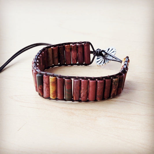 **Woven Picasso Stacked Stone Beaded Bracelet 810n