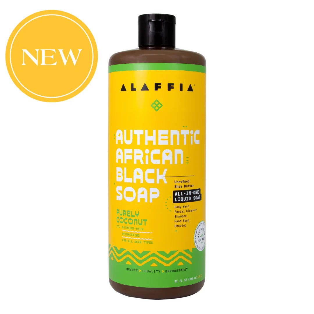 Alaffia African Black Soap Purely Coconut, 32 fl oz (Each) - Gentle Cleansing Soap