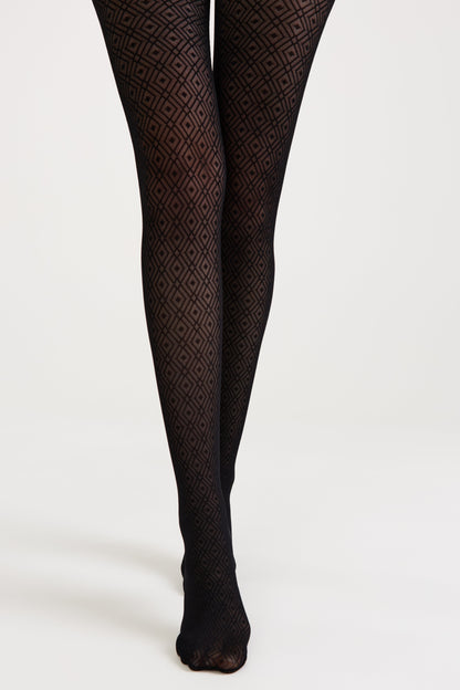 Fantasy Tights Conte Alba - Geometric Diamond Pattern