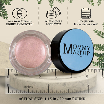 Pink Icing Any Wear Creme - A Waterproof Multi-tasking creme to powder product for eyes, cheeks & lips. Can be worn anywhere