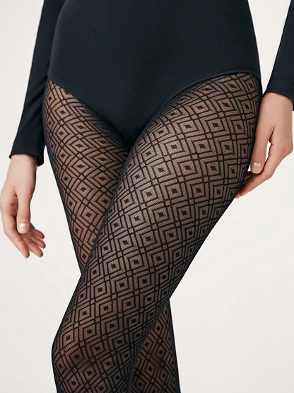 Conte Alba 50 Den - Fantasy Women's Tights with Geometric Diamond Pattern (23S-146SP)
