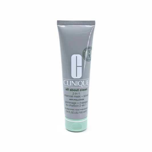 CLINIQUE All About Clean 2-in-1 Charcoal Face Mask + Scrub 3.4oz - New