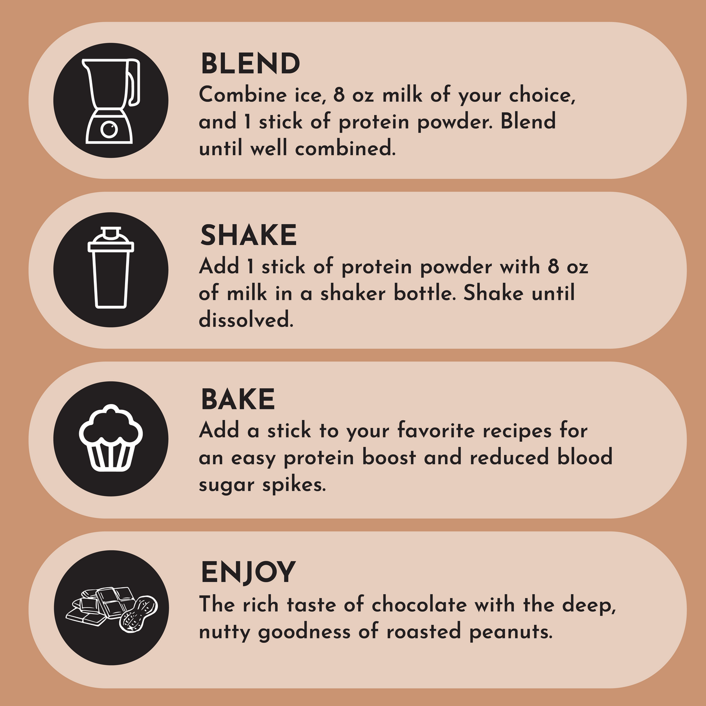 Roasted Peanut Butter Chocolate Protein Powder Stick