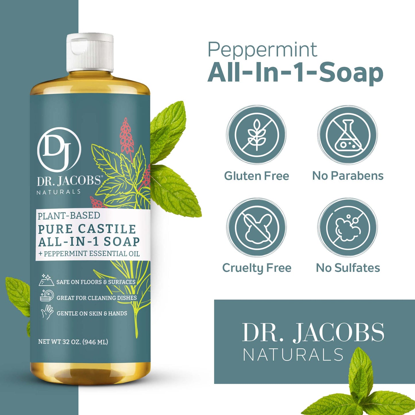 Peppermint All in 1 Castile Soap - Thin Formula
