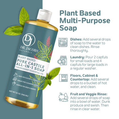 Peppermint All in 1 Castile Soap - Thin Formula