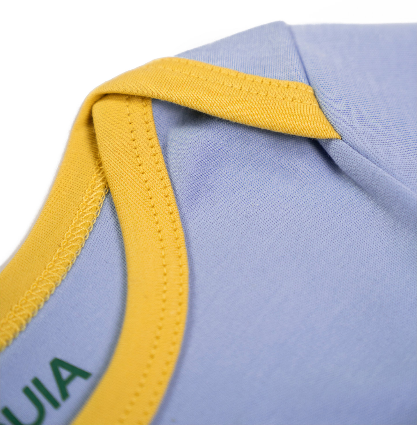 Long Sleeve Bodysuit in Chambray Blue with Yellow
