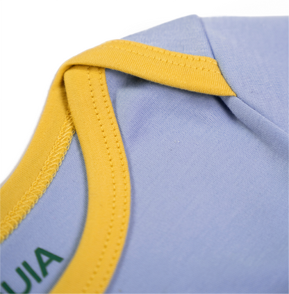 Long Sleeve Bodysuit in Chambray Blue with Yellow