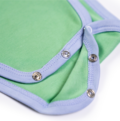 Long Sleeve Bodysuit in Grass Green with Blue